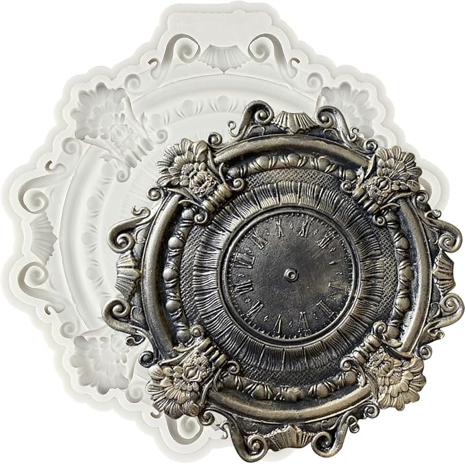Baroque Fondant Molds Steampunk Clock Silicone Mold for Sugar Craft Cake Decorating Chocolate Cupcake Topper Candy Polymer Clay Gum Paste