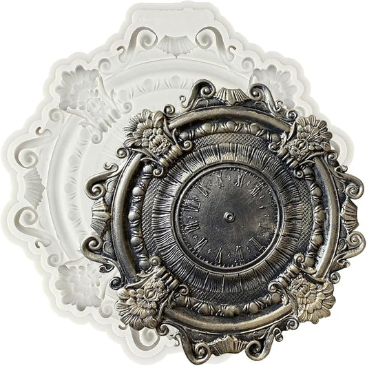 Baroque Fondant Molds Steampunk Clock Silicone Mold for Sugar Craft Cake Decorating Chocolate Cupcake Topper Candy Polymer Clay Gum Paste