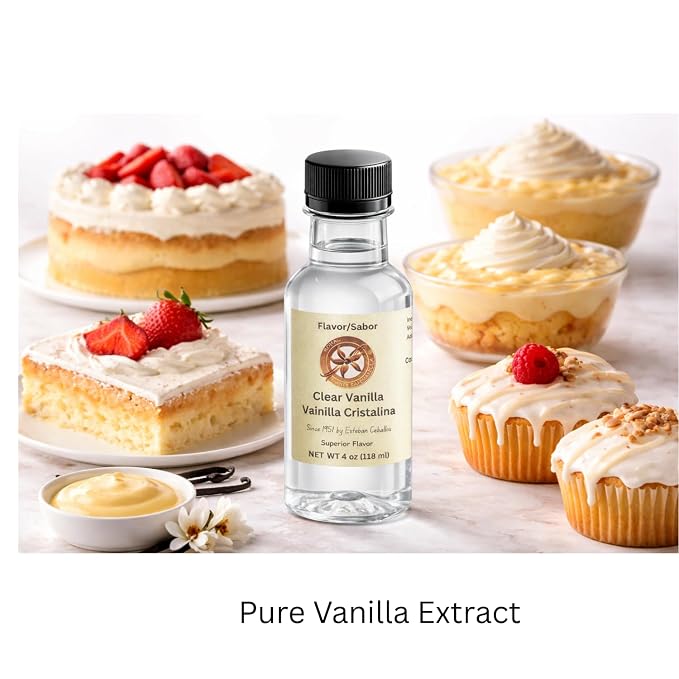 Royal Artisan Vanilla – Clear Vanilla Extract for Baking 4 oz / 118 ml, Pure Vanilla Essence, Vainilla Cristalina – Premium Flavoring for Cakes, Coffee, Ice Cream, Beverages
