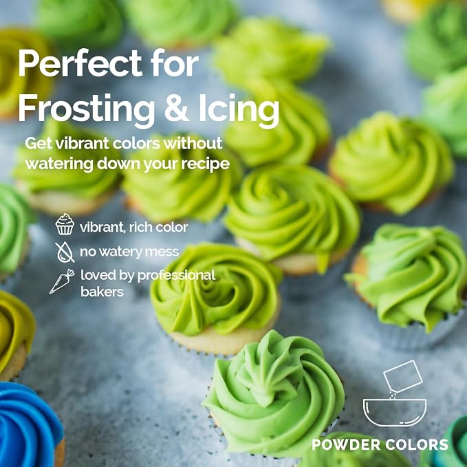 Color Kitchen Plant-Based Green Food Dye Powder, Natural Food Coloring Green Alternative To Artificial Dyes, Vegan Gluten Free Kosher Baking Colorant Pack Of 10