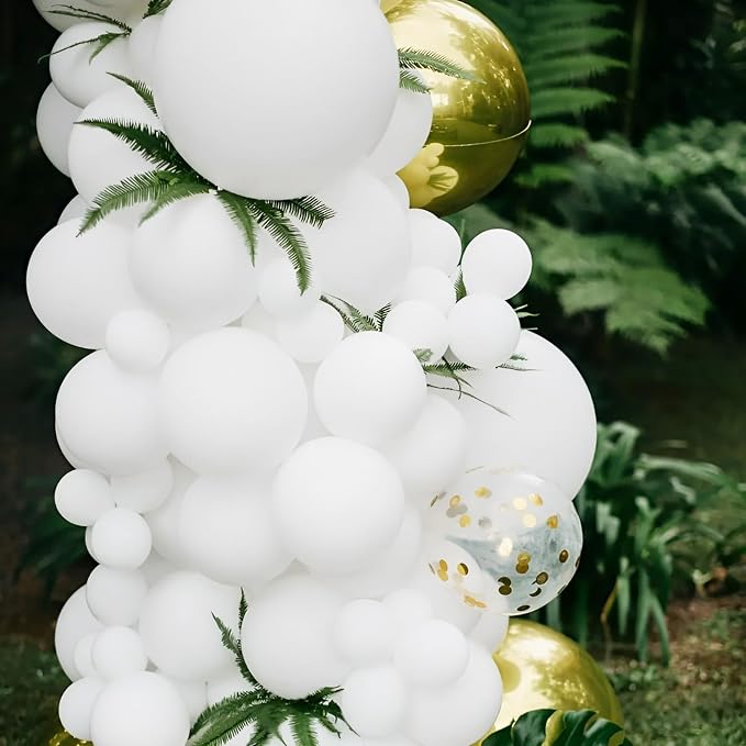 Voircoloria 90pack White Balloons Different Size 18/12/10/5 Inch Pearl White Balloon Garland Arch Kit for Wedding, Birthday, Graduation, Bridal Shower, Baby Shower, Bachelorette Decorations