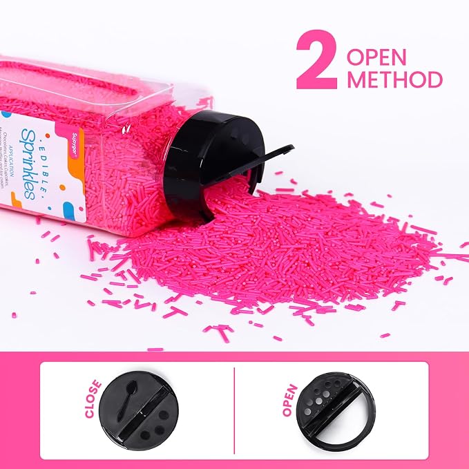 Sujoygar Pink Sprinkles Bulk, Pink Jimmies Sprinkles for Cake Decorating, 1.54 LB Valentine's Cake Sprinkles, Cupcake, Chocolate, Baking, Cookie Sprinkles