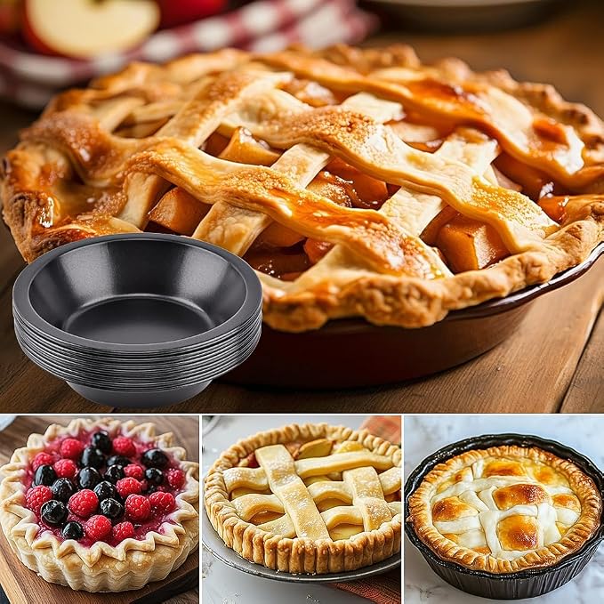 12pcs 5inch Desserts Black Tarts For Baking Round Tin, Mini Pie Pan Carbon Steel(Black)