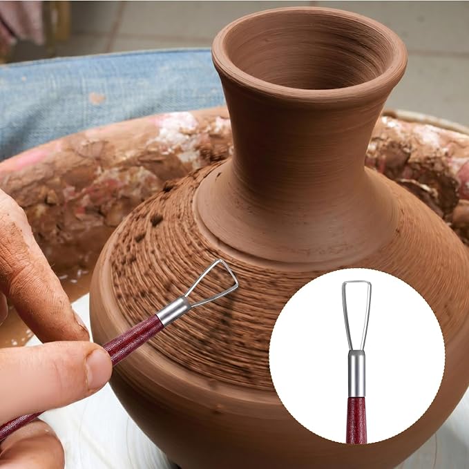 12 PCS Clay Carving Tools, Double-Sided Clay Sculpting Tools Wooden Handle Clays Wire Loop Sculpture Set Clays Pottery Sculpting Tool Set for Ceramic, Carving Modeling