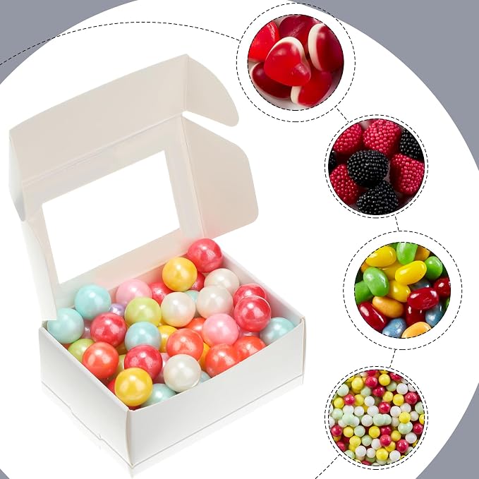 Zonon 60 Pcs Soap Boxes for Homemade Packaging, Mini Kraft Boxes with Window for Bakery Candy Soap Making Gift Packaging, 3.7x2.6x1.4 Inch (White)