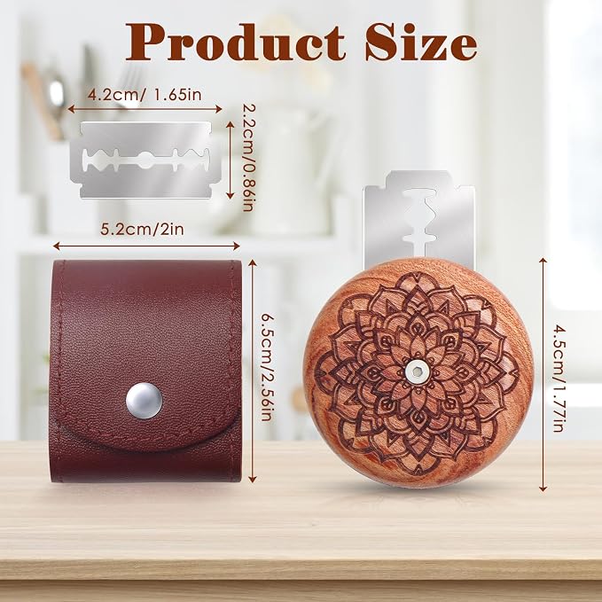 14 PCs Wooden Bread Lame Cutting Set, Scoring Tool for Sourdough Bread, Including 2 Sourdough Blade, 2 Leather Protective Covers, 10 Blades