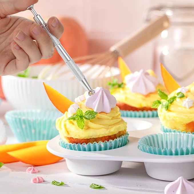 2pcs Sprinkles Tools for Cake Decorating, 4 Claw Sprinkle Pen Pearl Grabber Cake Decorating Tools Set Stainless Steel Cookie Decorating Tweezers with Shovel Head Cake Cupcake Cookie Decoration
