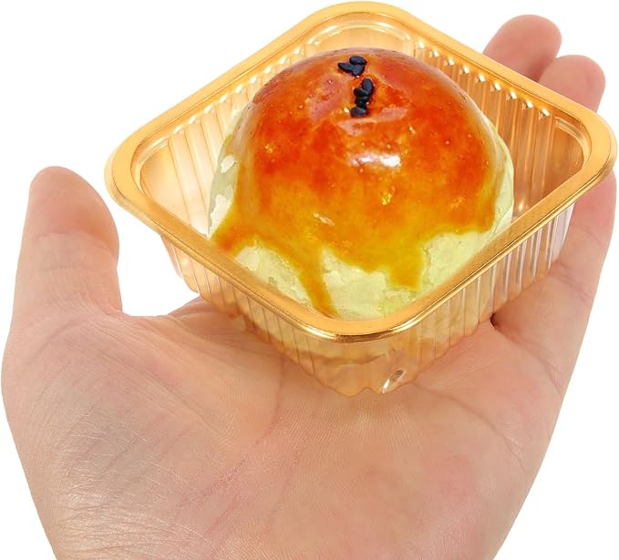 Mooncake Packaging Bags and Tray Set 5.70X4.33 Inch Clear Plastic Single Moon Cake Container for Bakery Pastry Food Storage and Sealing