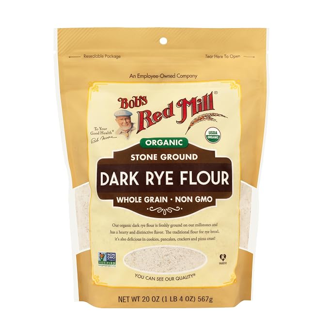 Bob's Red Mill Organic Dark Rye Flour, 20oz (Pack of 4) - Organic, Non GMO, Whole Grain, Vegan, Kosher