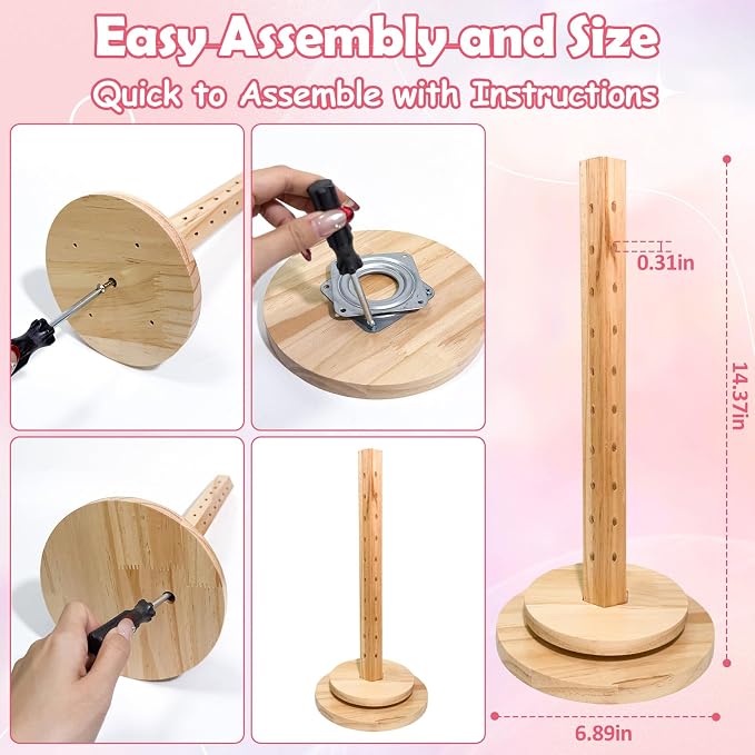 Wood Cake Pop Stand 36 Holes with Spinning Base,Cake Pop Holder Stand for Dessert Table,Lollipop Holder Candy Table Display, Dessert Stand for Wedding Birthday Baby Shower Parties Anniversaries (2 Pack)