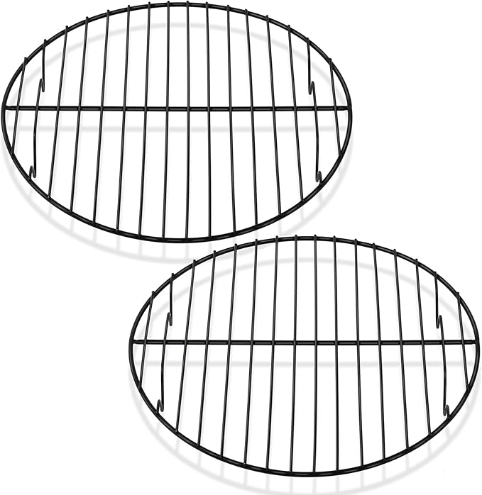 P&P CHEF 9 Inch Cooking Rack Round, Stainless Steel Round Rack for Cooking Cooling Steaming Baking, Fit Air Fryer Pot Pressure Cooker, 2 Pack -Oven Safe, Black