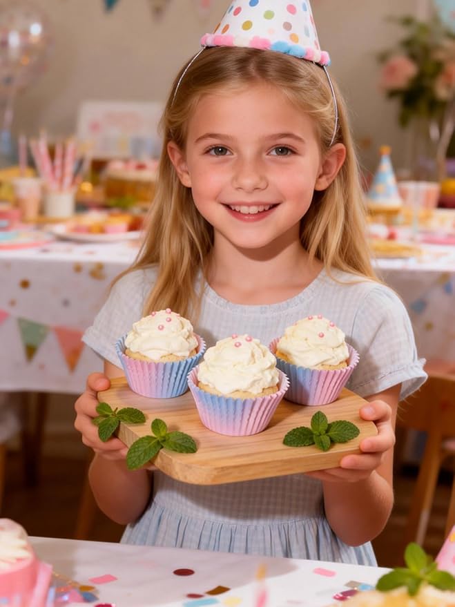 300 Pcs Gradient Color Cupcake Liners, Cake Baking Cups - Gradient Cupcake Wrappers, Standard Muffin Cupcake Wrappers Holders (Base Dia 1.97in, Height 1.18in, Top Dia 2.76in) (Gradient)