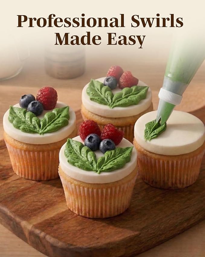 Reusable Plastic Piping Tips Standard Size Leaf Tip #67 100 Pack with 2 Couplers V-Cut Icing Nozzle for Cake Decoration, Dessert Design Baking Supplies & Piping Bags Base Ø 0.75"Height 1.25"