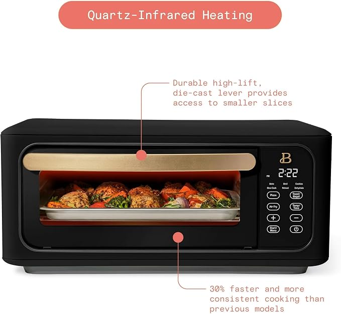 Infrared Air Fry Toaster Oven 9 Slice, 1800W Countertop Oven with Convection & Air Fry Functions, Digital Touch Display, Multi Cooking Modes for Baking, Broiling & Reheating (Black Sesame)