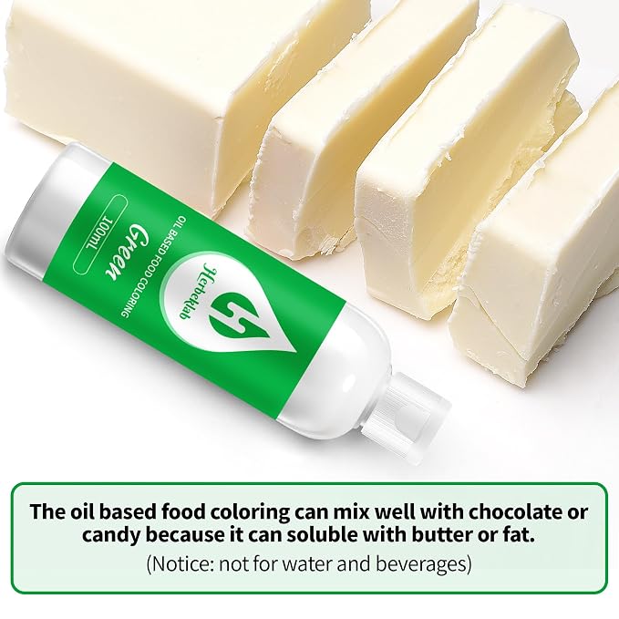 Green Oil Based Food Coloring for Chocolate – Herbeklab 100ml Professional Concentrated Oil Food Dye for Candy Melts, Chocolate, Cake Pops, Strawberries & Baking