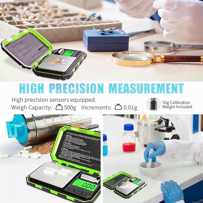 Fuzion Pocket Gram Scale, 500g x 0.01g Digital Jewelry Scale, 6 Modes Conversion Mini Scale with LCD Display, Tare for Herb, Food, Jewelry, Medicine