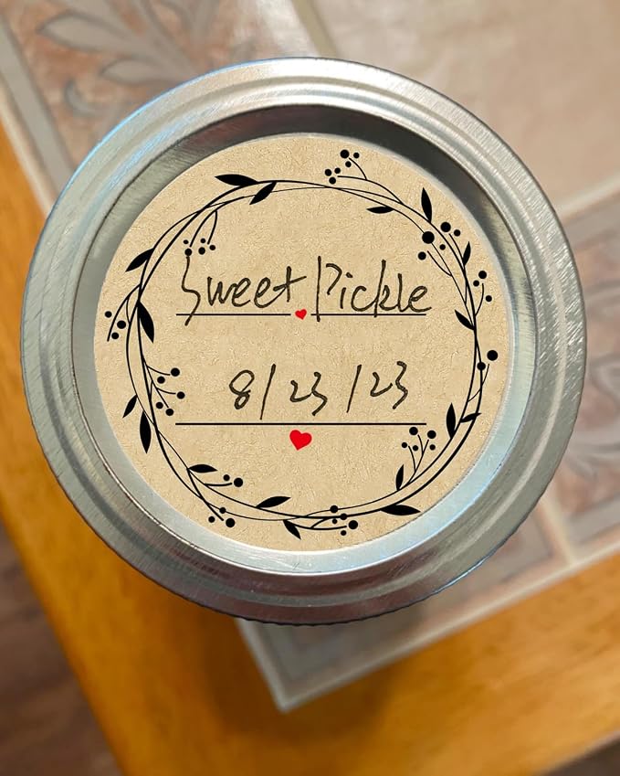 2" Canning Kraft Christmas Mason Jar Stickers - 500 Round Labels per Roll, Food & Pantry Labels for Jars & Lids