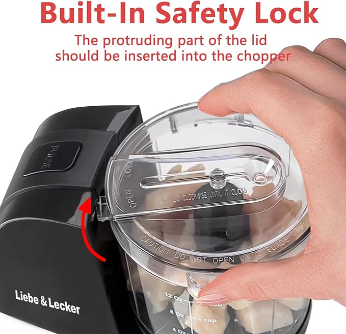 Liebe&Lecker Mini Food Processor 1.5 Cup Small Chopper Electric Mincer | Vegetable Chopper For Onions Garlic Meat Food Chopper Container Compact Size Single Serving Meal Prep Easy Clean