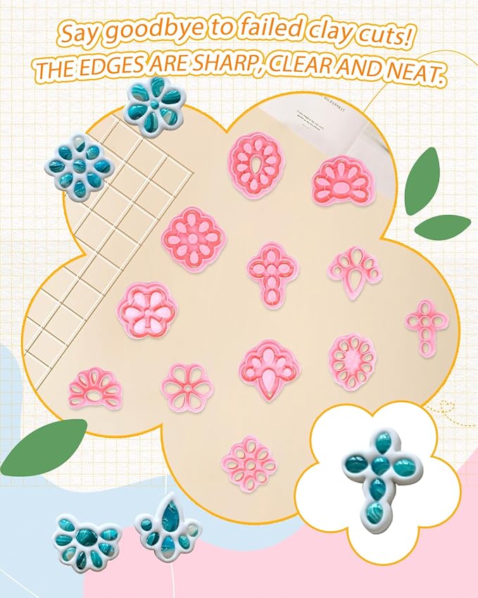 UCEC 12pcs Geometric Polymer Clay Cutters Set – Multi Shape Clay Molds for Earrings Jewelry & Crafts, PLA Clay Earring Cutters, Geometric Clay Tools for Pendants, Cookies & DIY Projects
