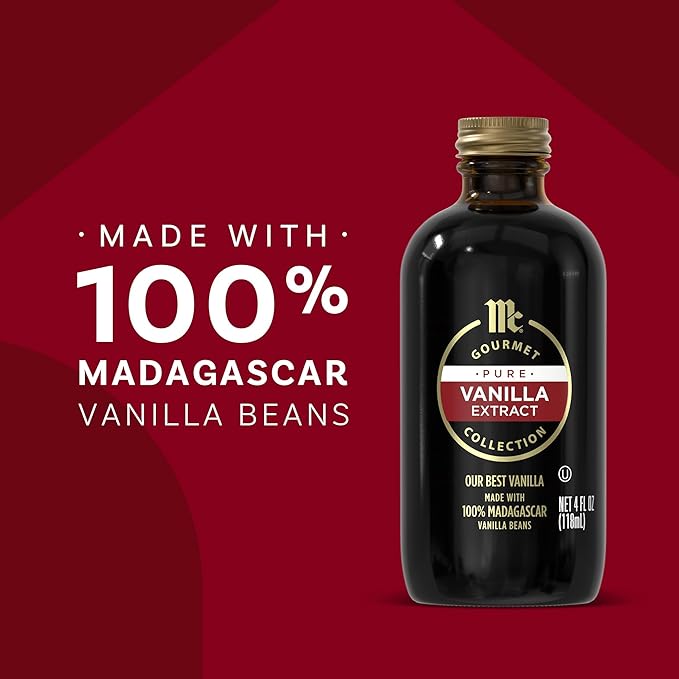 McCormick Gourmet Collection Vanilla Extract, Pure, Our Best Herbs & Spices, Crafted in Small Batches with 100% Madagascar Vanilla Beans, Elevates Cookies, Pancakes, Waffles, Coffee, Sauces, Glazes, and More, 4 fl oz