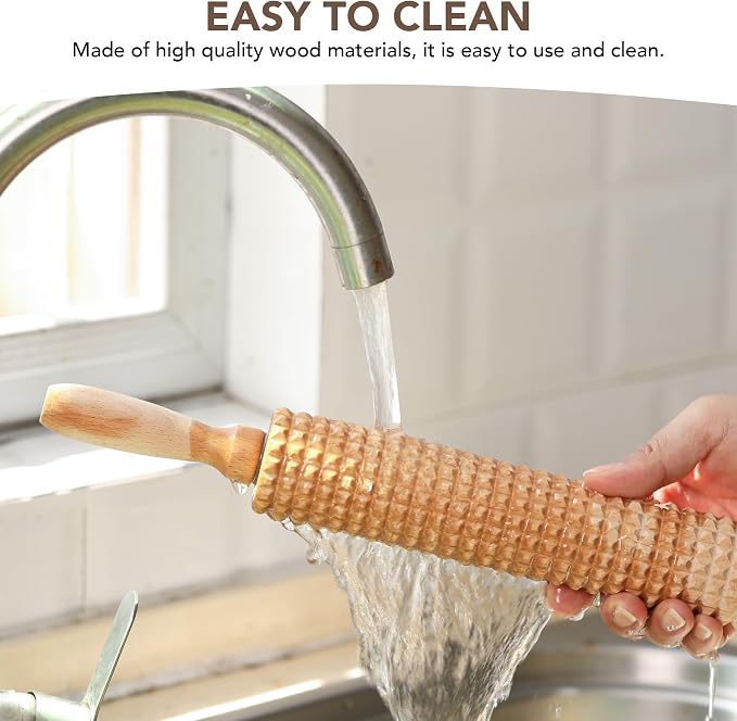 Deep Notched Rolling Pin Wooden Crispbread knobbly fluted rolling pin for Home Professional Use Wood Swedish Thin Bread Grooved Rolling Pin Prepare Delicious Soft Flatbreads and Crackers