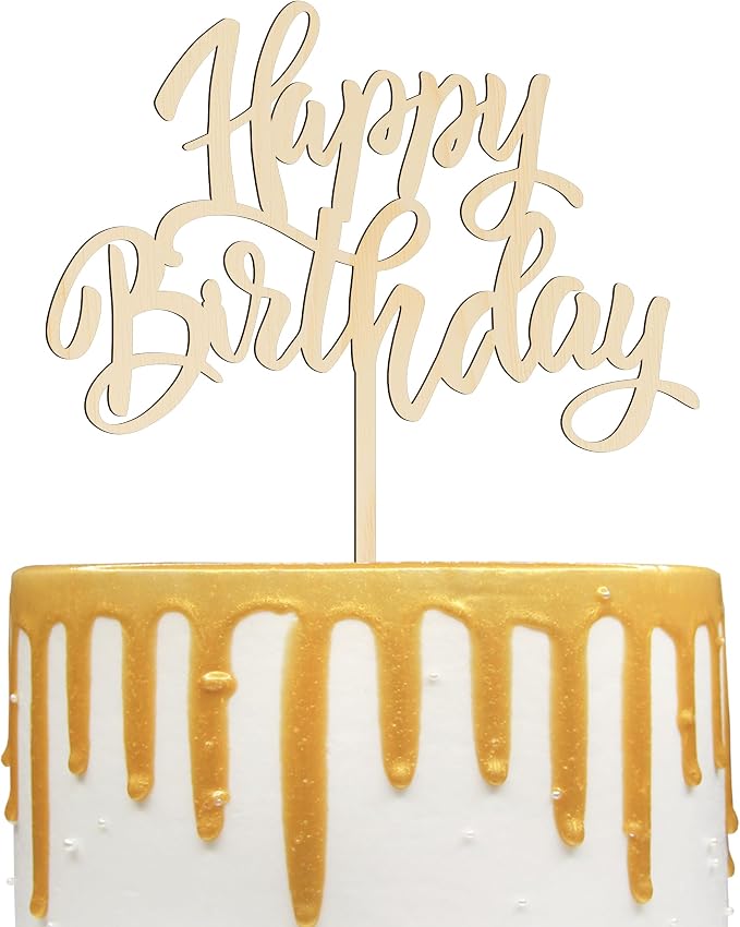 Happy Birthday Cake Decorations, Wooden Happy Birthday Cake Decoration Plugin (wood)