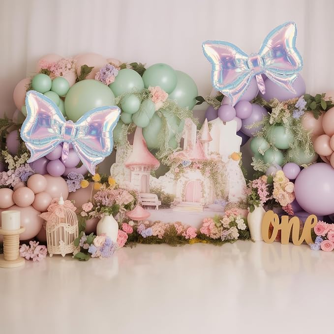 Dusty Green Purple Pink Balloon Arch Kit, Fairy Wildflower Balloons Pastel Pink Lavender Green Balloons for Girls First Fairtale Birthday Bridal Baby Shower Wedding Spring Garden Tea Party Decorations
