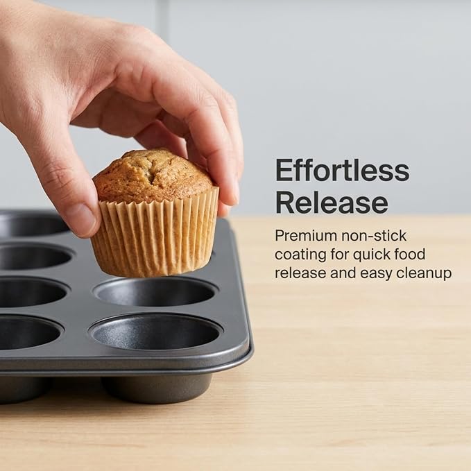 Artcochan 1 Pack Mini Muffin Pan with 200 Cupcake Liners for Baking, 24 Cup Nonstick Carbon Steel Cupcake Pan,Mini Muffin Tin for Baking Supplies