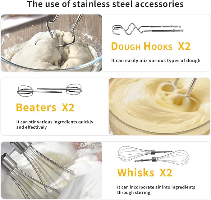 7-Speed Cordless Hand Mixer for Baking - Electric Handheld Mixer with 6 Stainless Steel Attachments, Turbo Boost, Digital Display, Lightweight Cake Mixer for Eggs, Cream, Cookie Dough (Red)