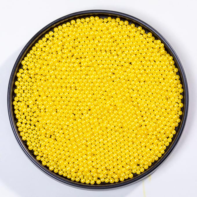 Yellow Sprinkles Edible Pearl Sprinkles,Cake Sprinkles130g 4.6OZ,Cookie sprinkles,Sugar Pearl, Edible Candy Pearls for Cake Cupcake Decorationg (4mm-Yellow)