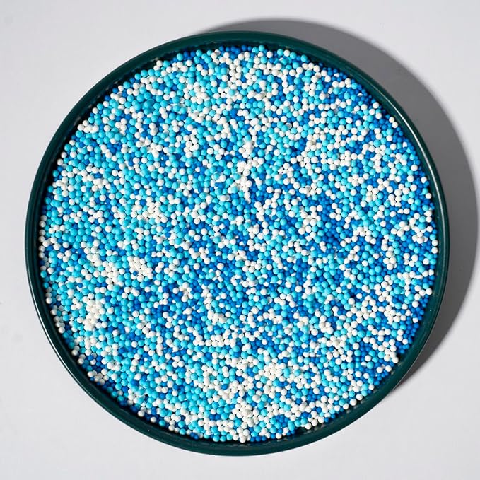 Blue Edible Pearl Sprinkles for Cake Decorations, Baking, Ice Cream, Cookies, Cupcake Topper 2mm White Sugar Pearls for Cake Decorating 130g/4.6oz 1 Bottle (2mm blue light blue)