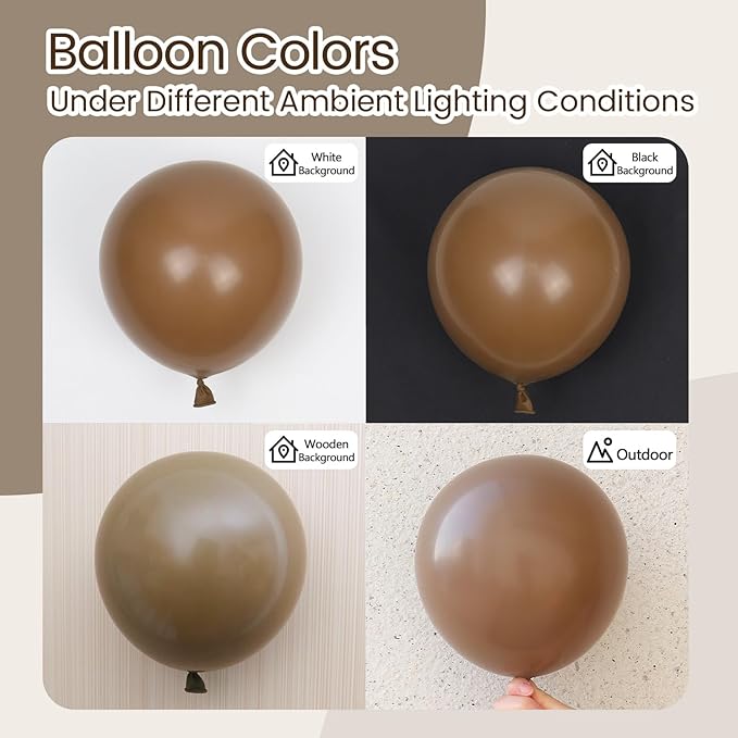 120pcs Dark Brown Balloons, 18 12 10 5 inch Boho Latex Balloons Different Sizes Dark Brown Balloon Arch Kit for Birthday Baby Shower Wedding Anniversary Party Decorations
