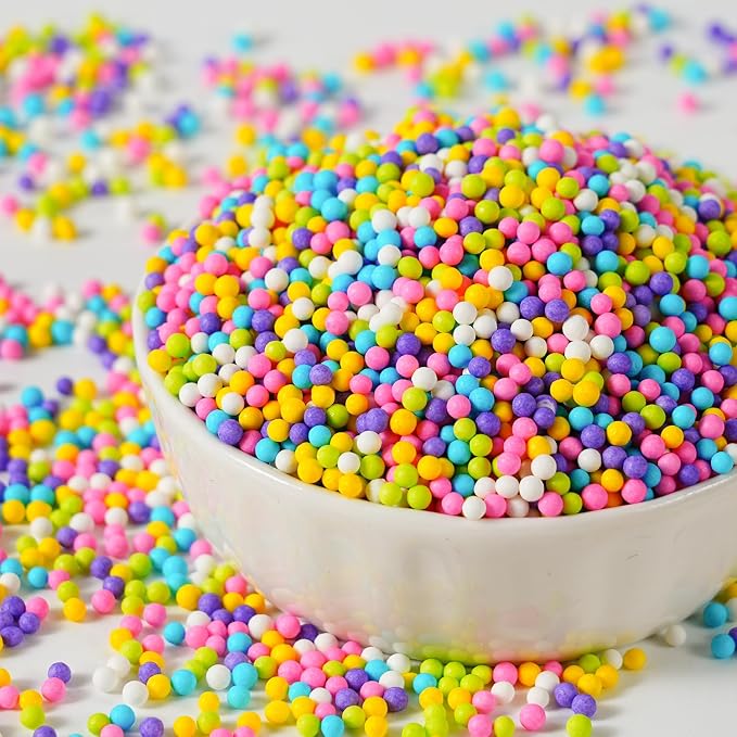 Pastel Nonpareils Sprinkles 7oz Edible Easter Spring Sprinkles for Cake Decorating, 2mm Mini Pearls Candy Rainbow Nonpareils for Cookie Cupcake Topper, Baking, Ice Cream, Easter Supplies