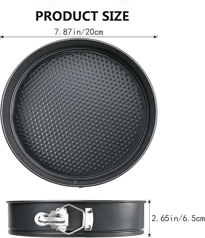 8 Inch Springform Cake Pan, Carbon Steel Non-Stick Cheesecake Pan with Removable Bottom, Leakproof Round Baking Pan for Oven, Cake, Mousse, and Desserts – Black