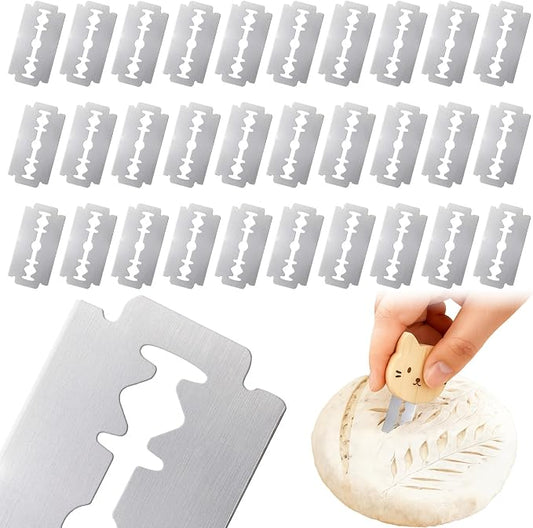 30-Pack Bread Lame Blades Refill - Surgical-Grade Stainless Steel Scoring Blades for Sourdough Baking, Ultra Sharp Replacement Razor Blades for Professional & Homemade Bread Pattern Design