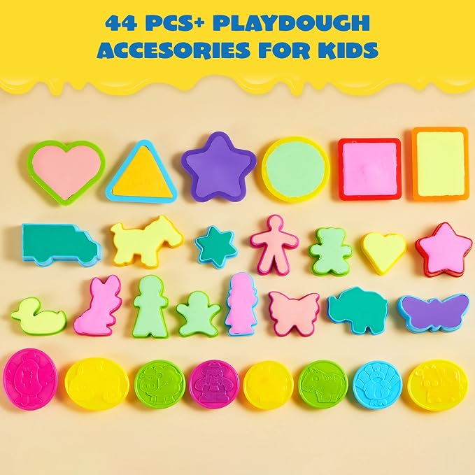 JOYIN 44 Clay Tools Set for Kids, Clay Accessories with Various Plastic Molds, Rolling Pins, Cutters, Gift for Boys Girls