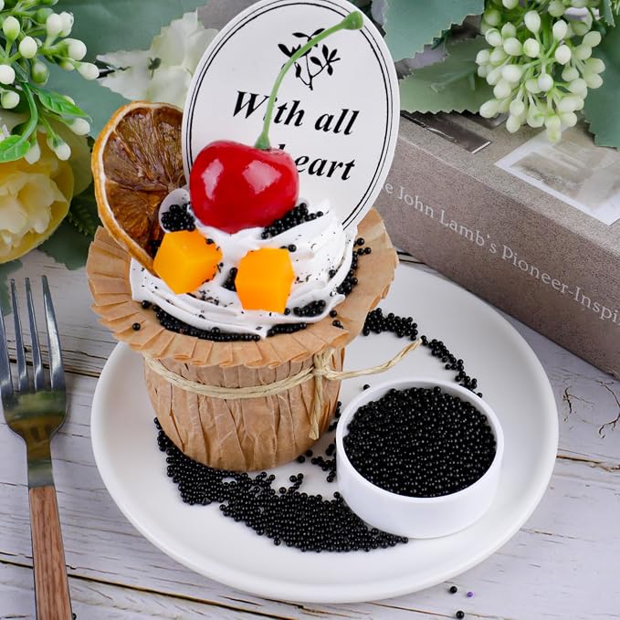Black Nonpareils Sprinkles - 2mm Edible Mini Pearl Sprinkles for Cake Decorating, Cupcake, Cookie, Baking, Donuts, Ice Cream Toppings, Wedding Party Supplies 130g/4.58oz