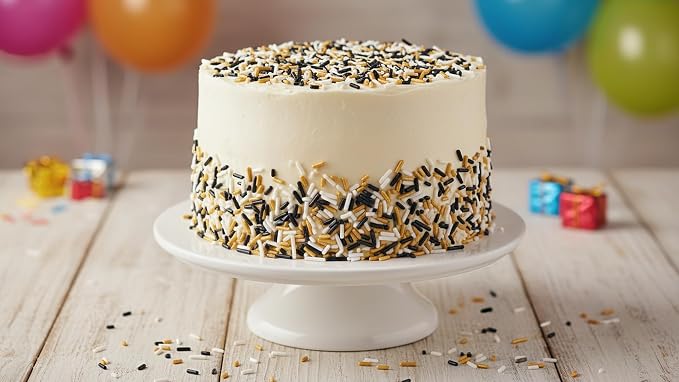 NCS New Orleans Game Day Black, White & Gold Jimmies Edible Sprinkles – Cupcake, Cake & Cookie Decorations, 7 oz