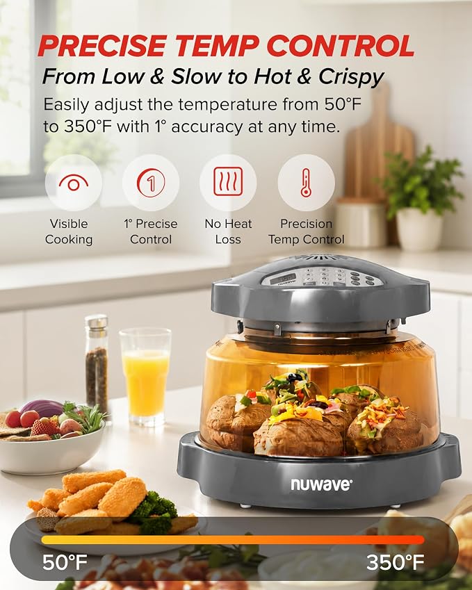 Nuwave Pro Plus 2 Air Fryer Oven, Infrared Countertop Convection, No Defrost No Preheat, Triple Combo Heating, 10-in-1 Multicooker, PFAS & BPA Free, 10LB Capacity, Dishwasher Safe Parts, 20660V03Y