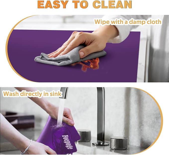 49.2" x 15.7" Large Silicone Mat for Kitchen Counter Protector, Cuttable Silicon Countertop Protector Mat Heat Resistant Mats for Countertop, Cut to Fit Placemat Ship Roll by Foepoge, Purple