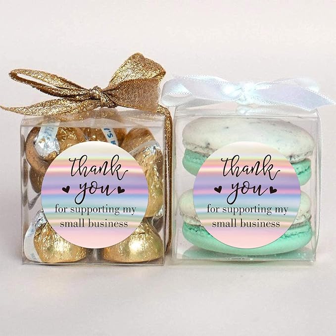 1.5 inch Thank You Stickers, 500 Pcs Thank You for Supporting My Small Business Stickers, Holographic Rainbow Stickers for Bakeries, Crafters & Small Business Owners