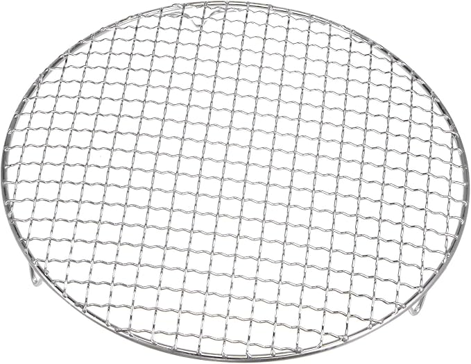 HARFINGTON Round Cooking Rack 10.4-inch 201 Stainless Steel Cross Wire Barbecue Grill Net with 20mm Legs for Cooking Baking Steaming BBQ