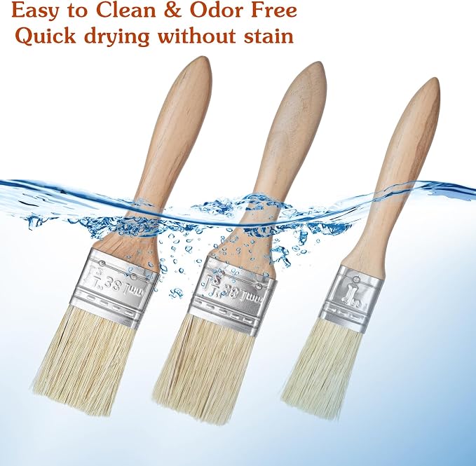 3 Pcs Pastry Brush Basting Brush BBQ Brushes Boar Bristles Wooden Handle Brushes for Applying Marinades, Sauces, Oils, Egg and Baking (1 Inch, 1 1/2 Inch)