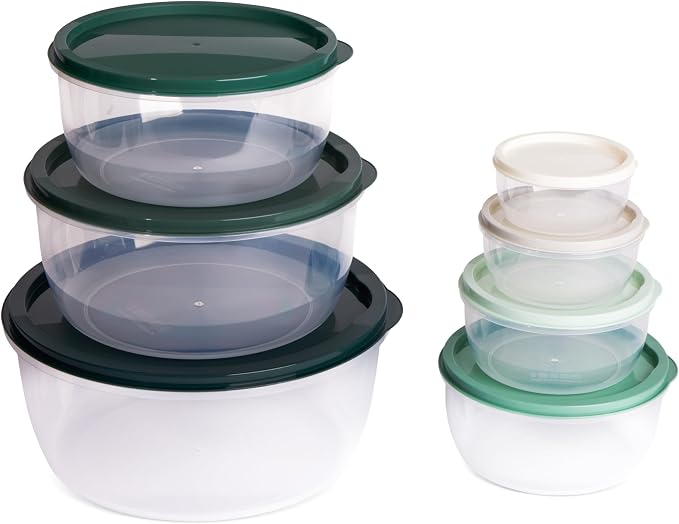 Core Kitchen 14 Piece Round Nested Food Storage Bowl Set - Sage Ombre