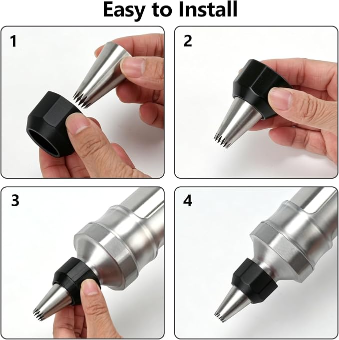 Dessert Decorating Syringe Set, Stainless Steel Frosting Piping Kit with 2 Tip Couplers & 6 Decorating Piping Tips Icing Piping Kit Cupcake Decorating Kit Cake Decorating Tools (Black)