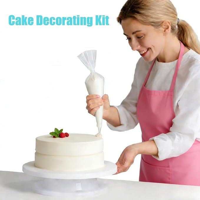 69 PCS Cake Decorating Kit, Baking Supplies - 12'' Cake Stand Turntable with 50 Piping Bags & 12 Piping Tips & Coupler & 2 Spatula& 3 Scrapers - ProfessionalCake Decorating Tools