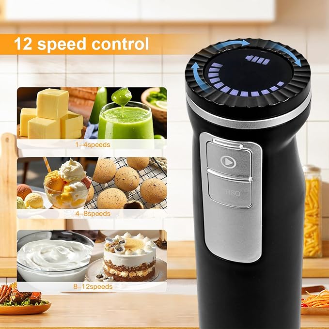 Showvigor Handmixer Electric Handheld, 6-in-1 Multifunctional Handheld Immersion Blender Bundle and Whisk, Milk Frother, Food Chopper