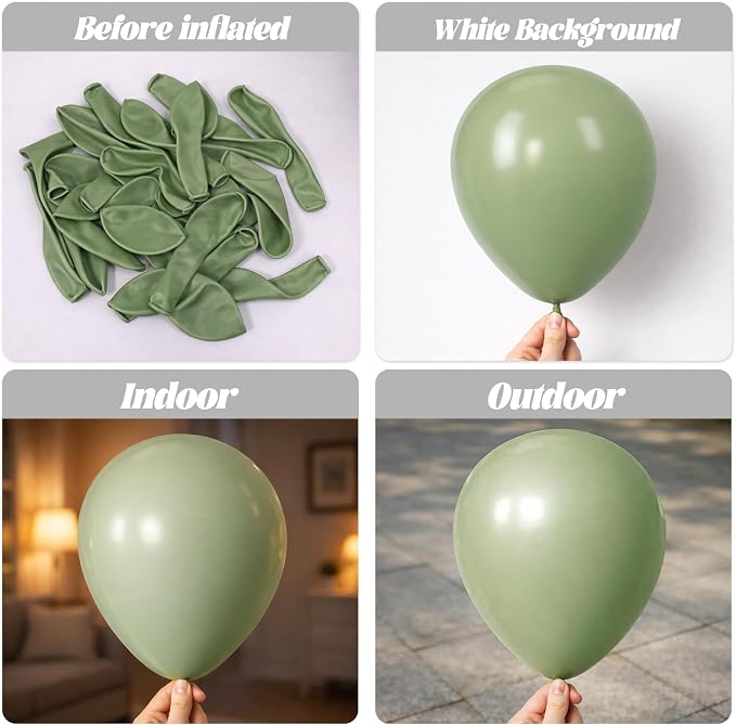 Voircoloria 90pack Sage Green Balloons Different Size 18/12/10/5 Inch Olive Green Balloon Garland Arch Kit for Graduation, Wedding, Birthday, Bridal Shower, Baby Shower, Anniversary Party Decorations