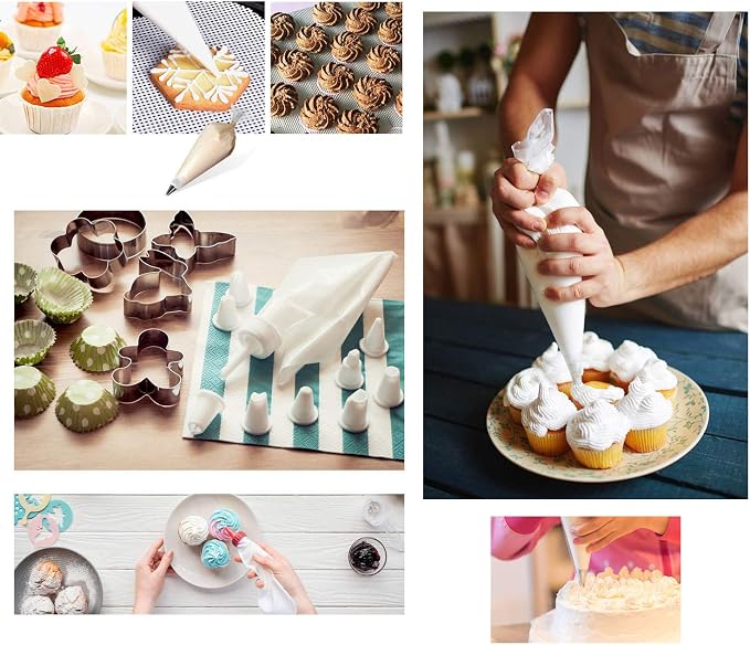 Piping Pastry Bag Pack of 100 Plastic Disposable Cream Pastry Bag Cake Icing Sugarcraft Cupcake Piping Decorating Tool For Baking Supplies (Medium 12''X11.8''X7.8'')