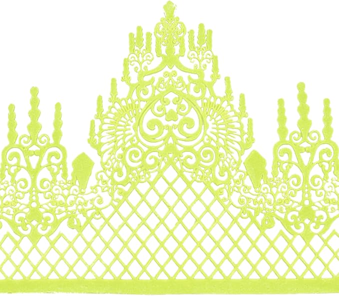 Large Pre-Made Ready to Use Edible Cake Lace Lattice Diamond Scallop Green 12-inch 10-Piece Set